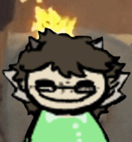 a drawing of Gavin in front of a dumpster fire